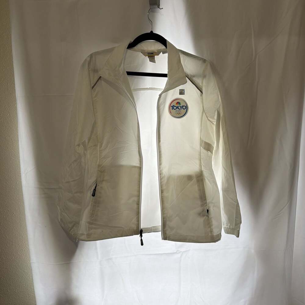 Tokyo 2020 Olympics NBC Media Jacket White Windbreaker Size Medium